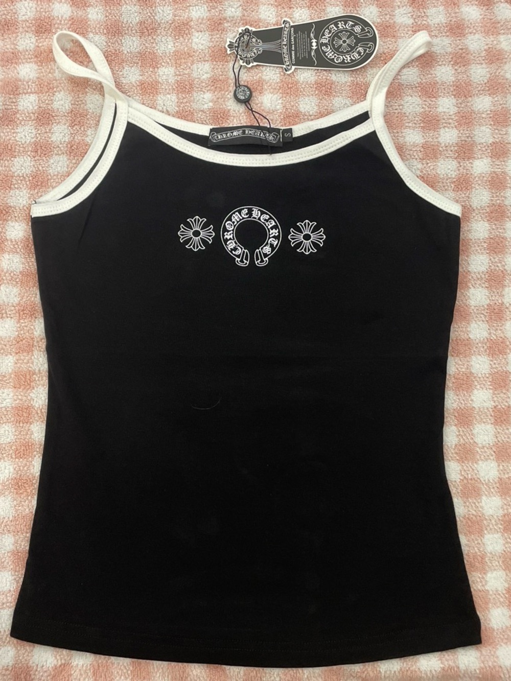 Chrome Hearts Black Tank with White Trim and Logo Accents